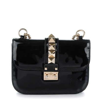 Valentino Garavani Patent Small Glam Lock Rockstud Flap Black 1 of 7