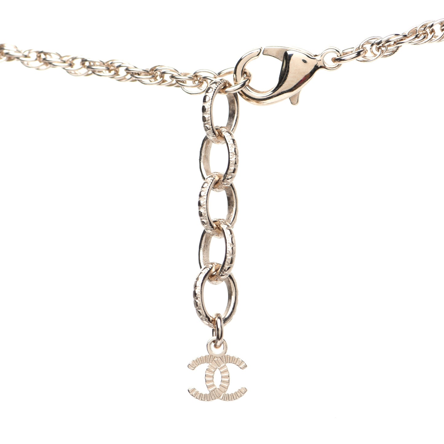 Pearl CC Round Pendant Necklace Gold