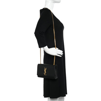 Saint Laurent Grain De Poudre Small Monogram Kate Satchel Black 2 of 15