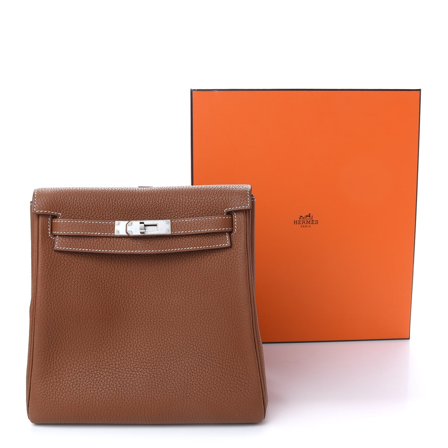 Hermes Taurillon Clemence Kelly Amazone Ado Backpack 22 Gold Bleu Zellige Caramel 11 of 11