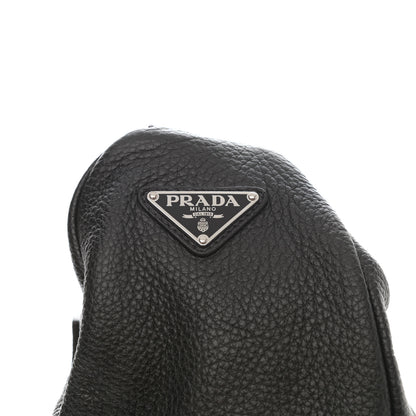 Prada Vitello Daino Triangle Shoulder Bag Black 7 of 9
