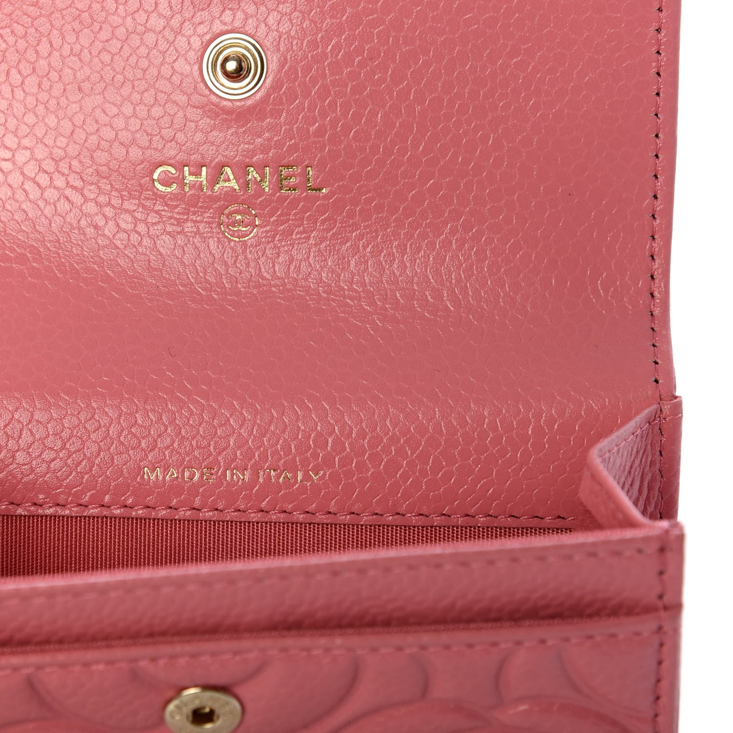 Chanel Caviar Camellia Embossed Card Holder Wallet Pink 7 of 8
