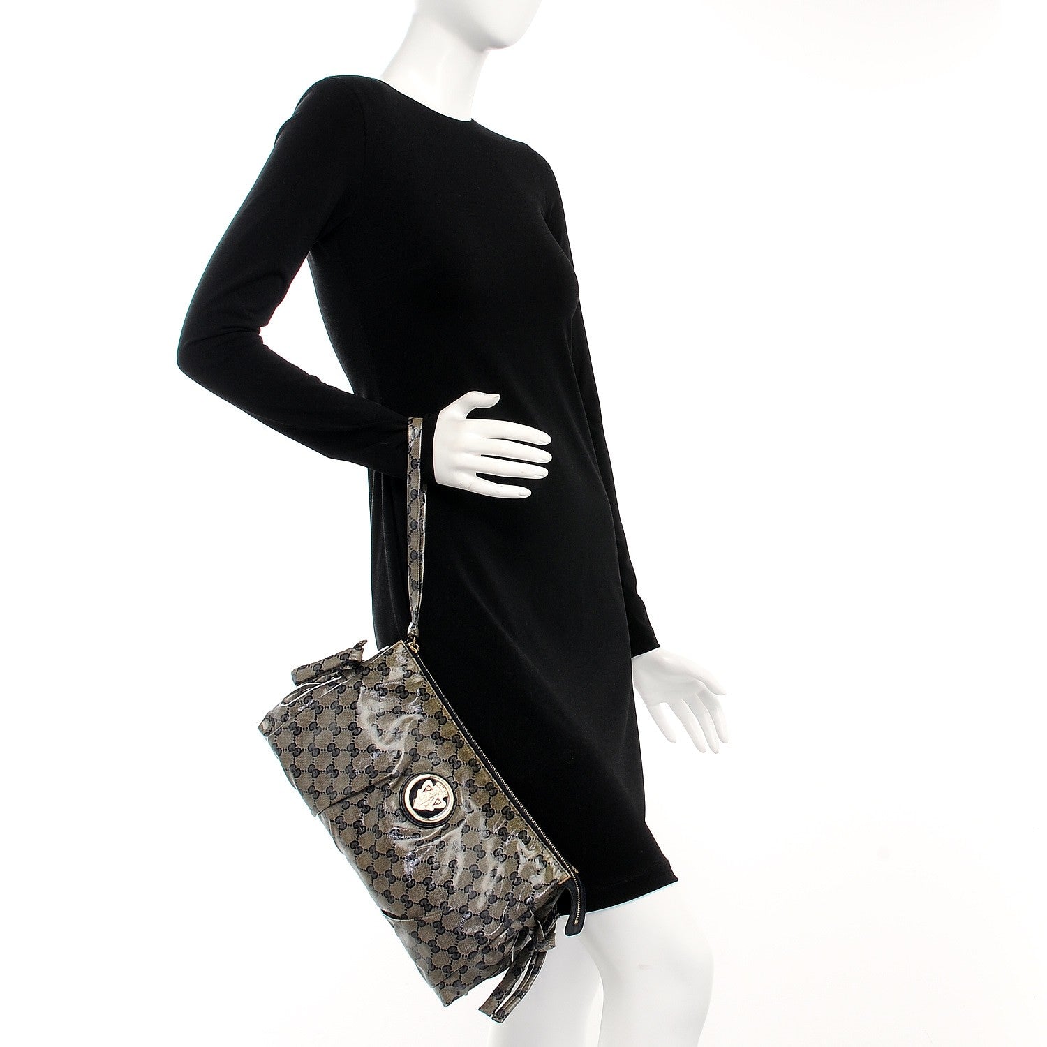 Gucci Crystal Monogram Large Hysteria Clutch Navy Blue 2 of 7