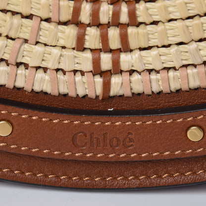 Chloe Calfskin Suede Raffia Medium Pixie Bag Caramel 9 of 14