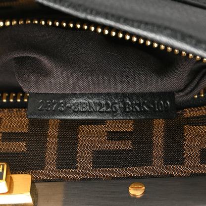 Fendi Goatskin Zucca Medium Peekaboo Iconic Satchel Black Tobacco 8 of 17