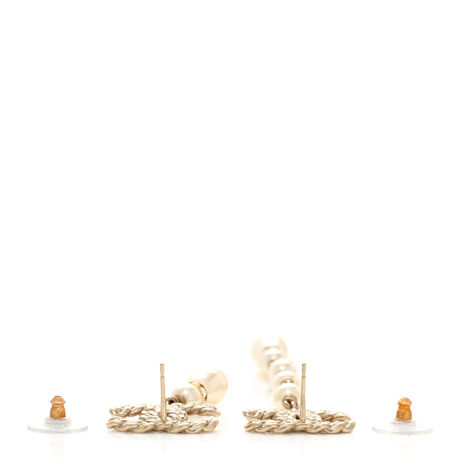 Chanel Crystal Pearl Pearls Coronation Uneven Earrings Gold 3 of 4