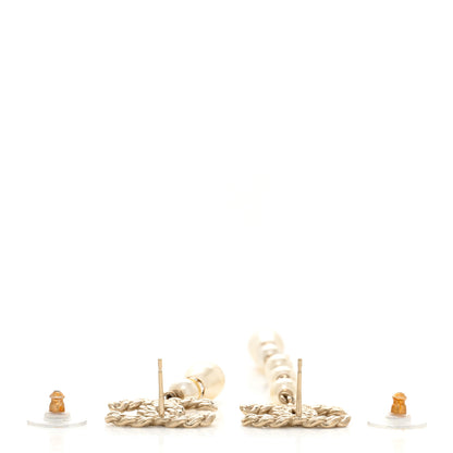 Chanel Crystal Pearl Pearls Coronation Uneven Earrings Gold 3 of 4