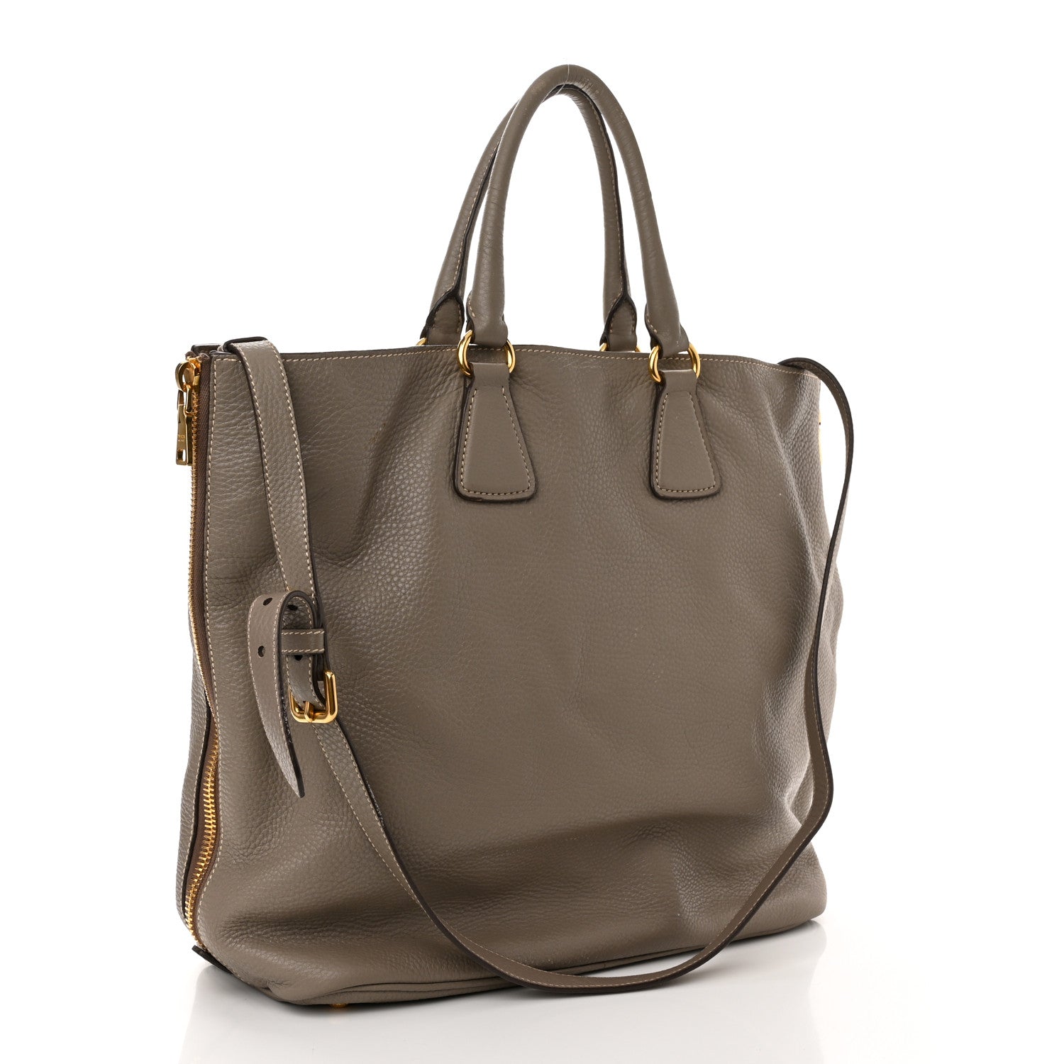 Prada Vitello Daino Zippered Tote Argilla 3 of 14