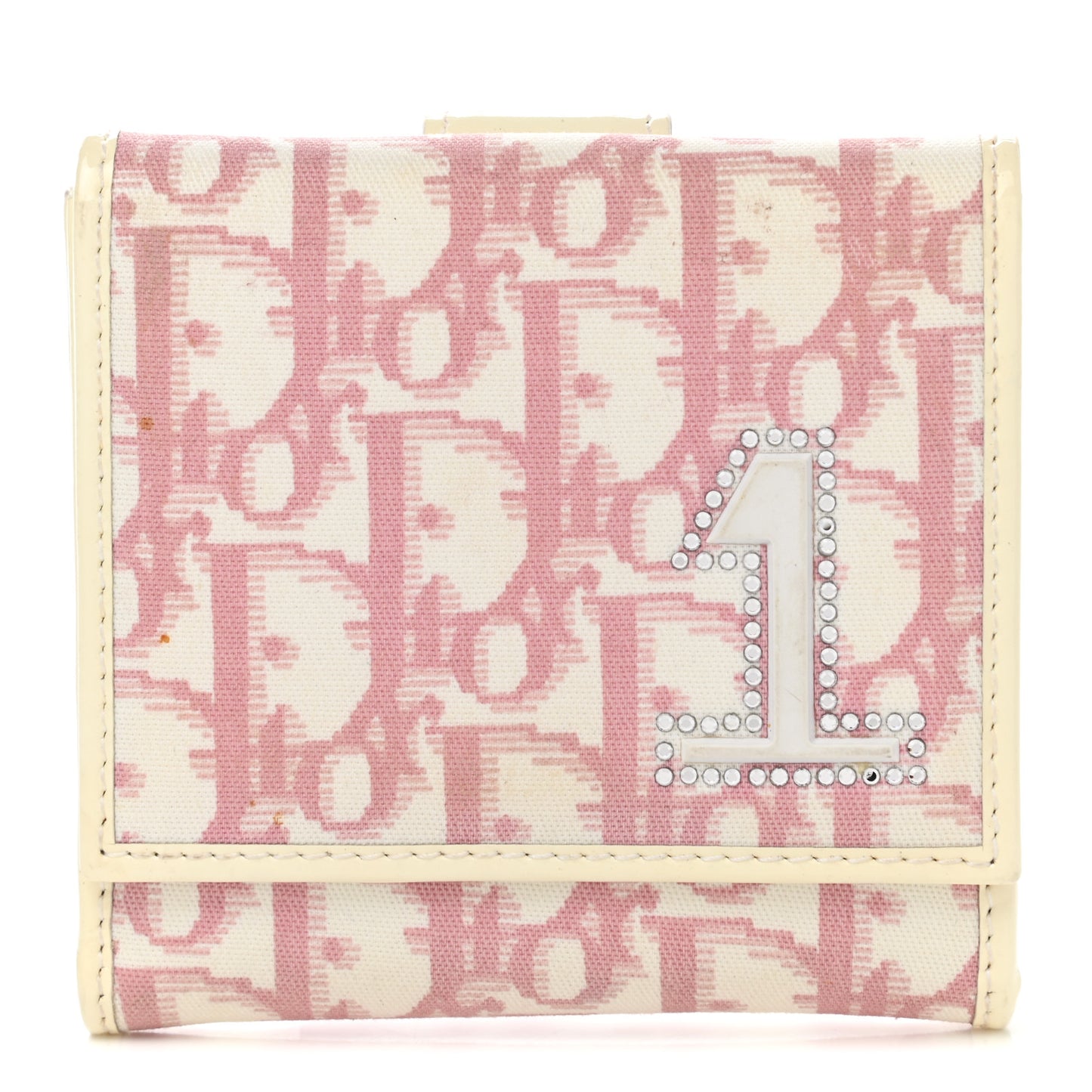 Monogram Girly Flap Compact Wallet Pink