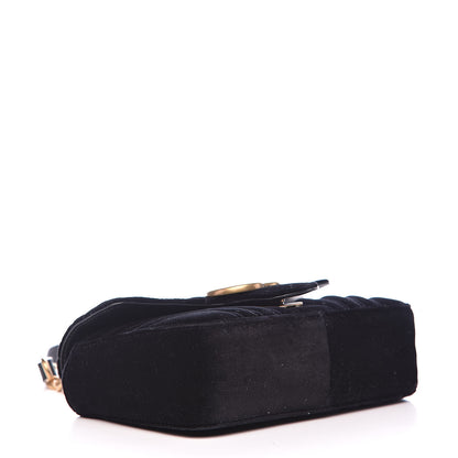 Gucci Velvet Matelasse Mini GG Marmont Shoulder Bag Black 4 of 15