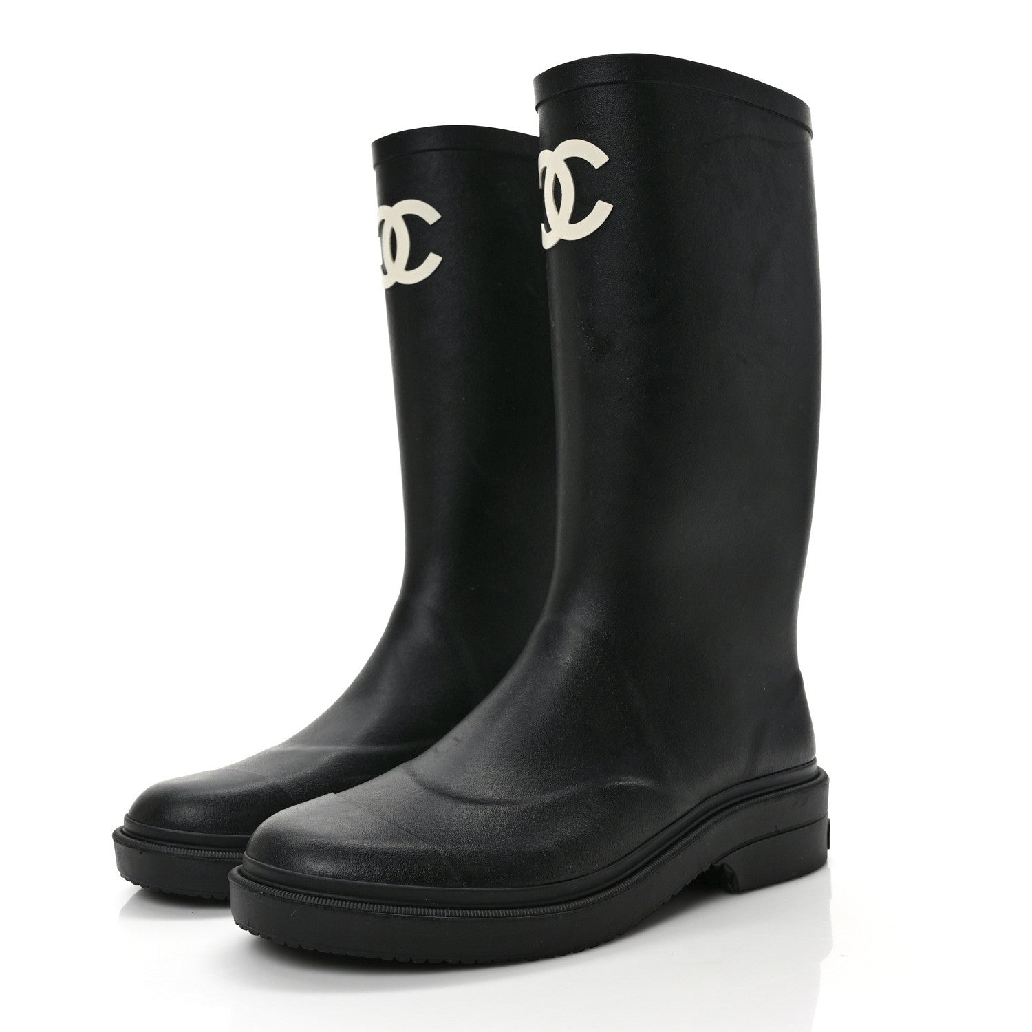 Chanel Caoutchouk CC High Boots 38 Black 3 of 8