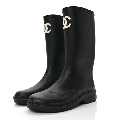 Chanel Caoutchouk CC High Boots 38 Black 3 of 8