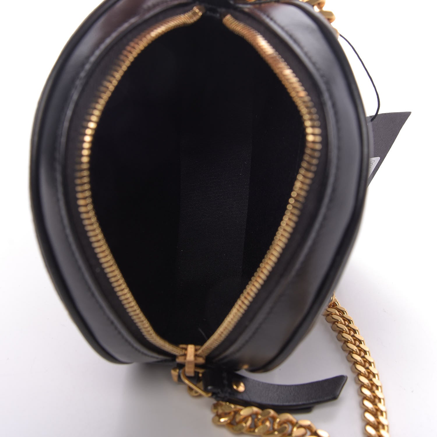 Saint Laurent Smooth Calfskin Suede Leopard Print Round Vinyle Camera Bag Black 5 of 9