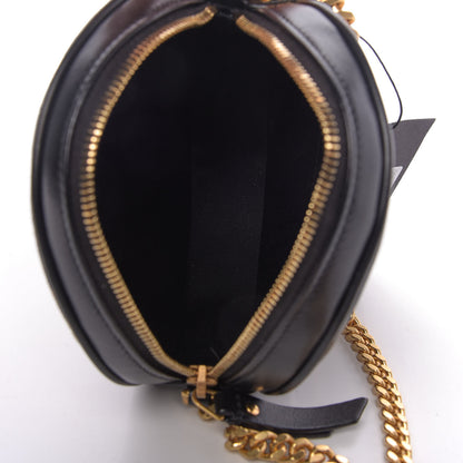 Saint Laurent Smooth Calfskin Suede Leopard Print Round Vinyle Camera Bag Black 5 of 9