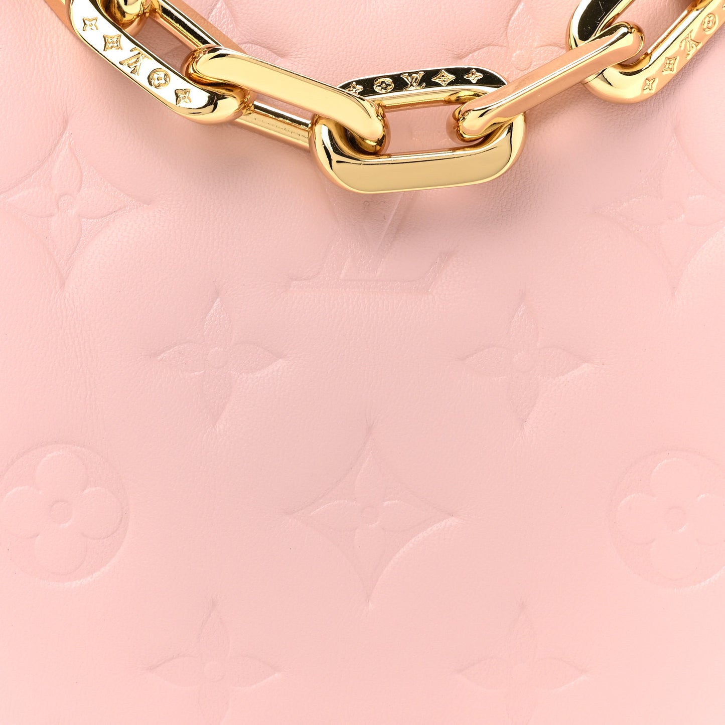 LOUIS VUITTON Lambskin Embossed Monogram Coussin PM Rose