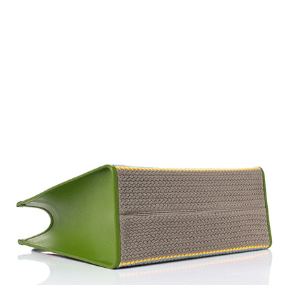 Gucci Fabric Embroidered Square G Forte Dei Marmi Striped Tote Bag Green Yellow 4 of 13