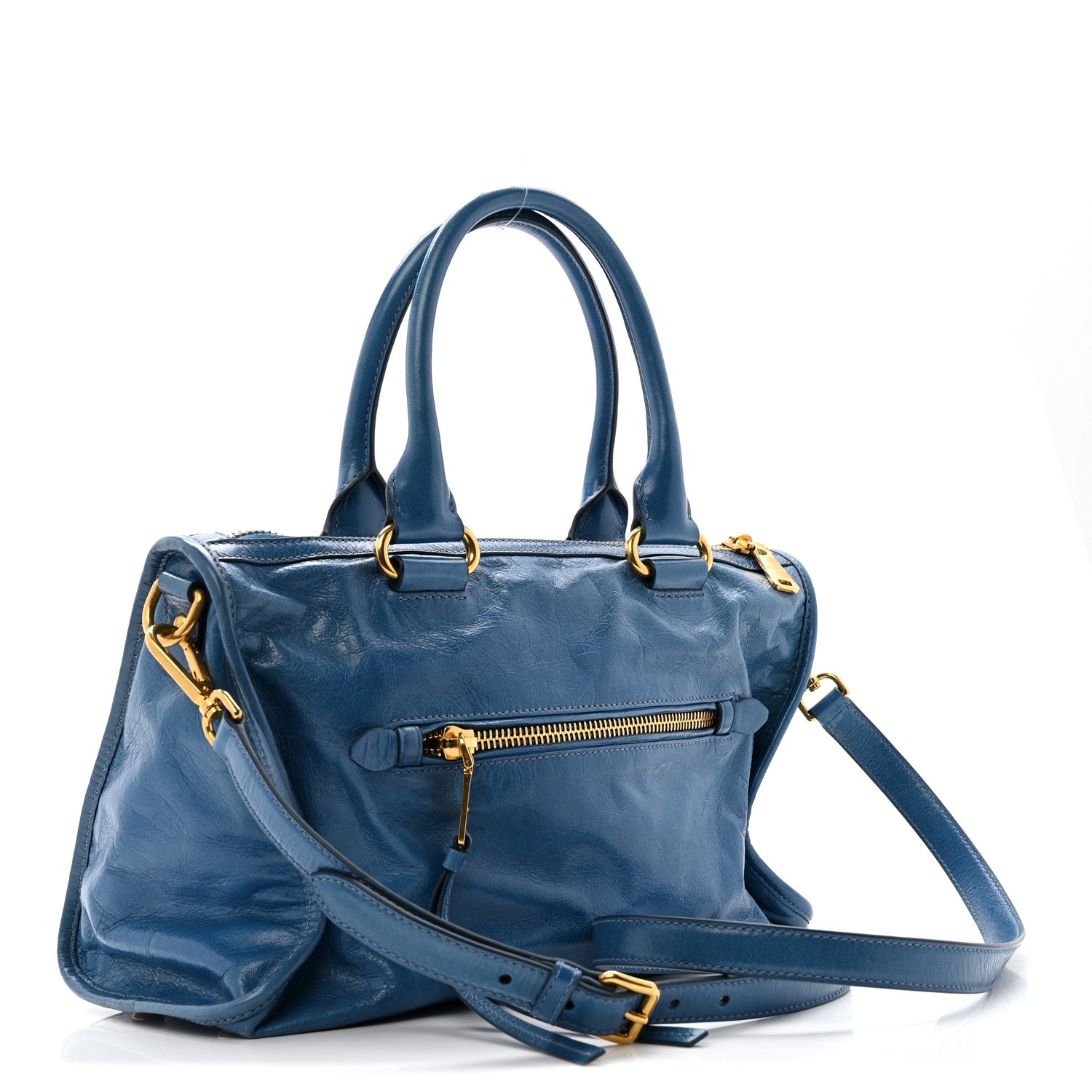 Miu Miu Vitello Shine Zip Tote Oceano 3 of 11