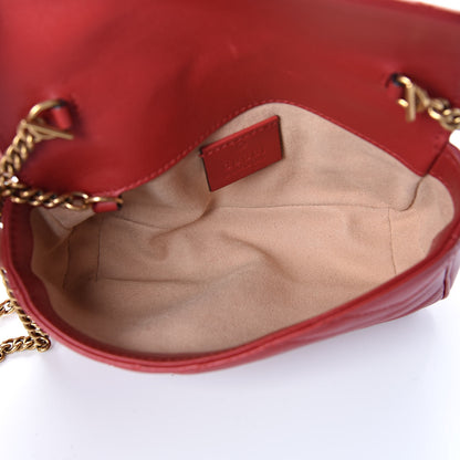 Gucci Calfskin Matelasse Super Mini GG Marmont Shoulder Bag Hibiscus Red 5 of 11