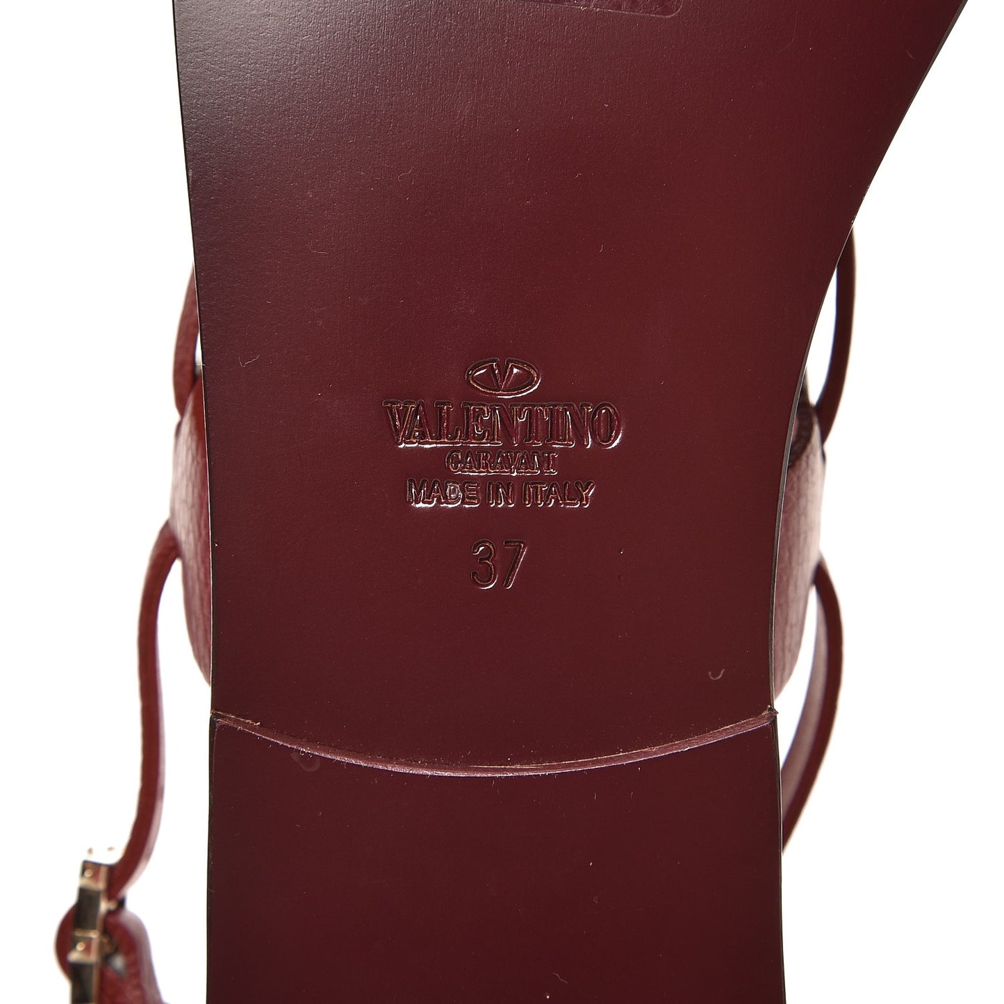 Calfskin Rockstud Ankle Wrap Flat Thong Sandals 37 Rubino