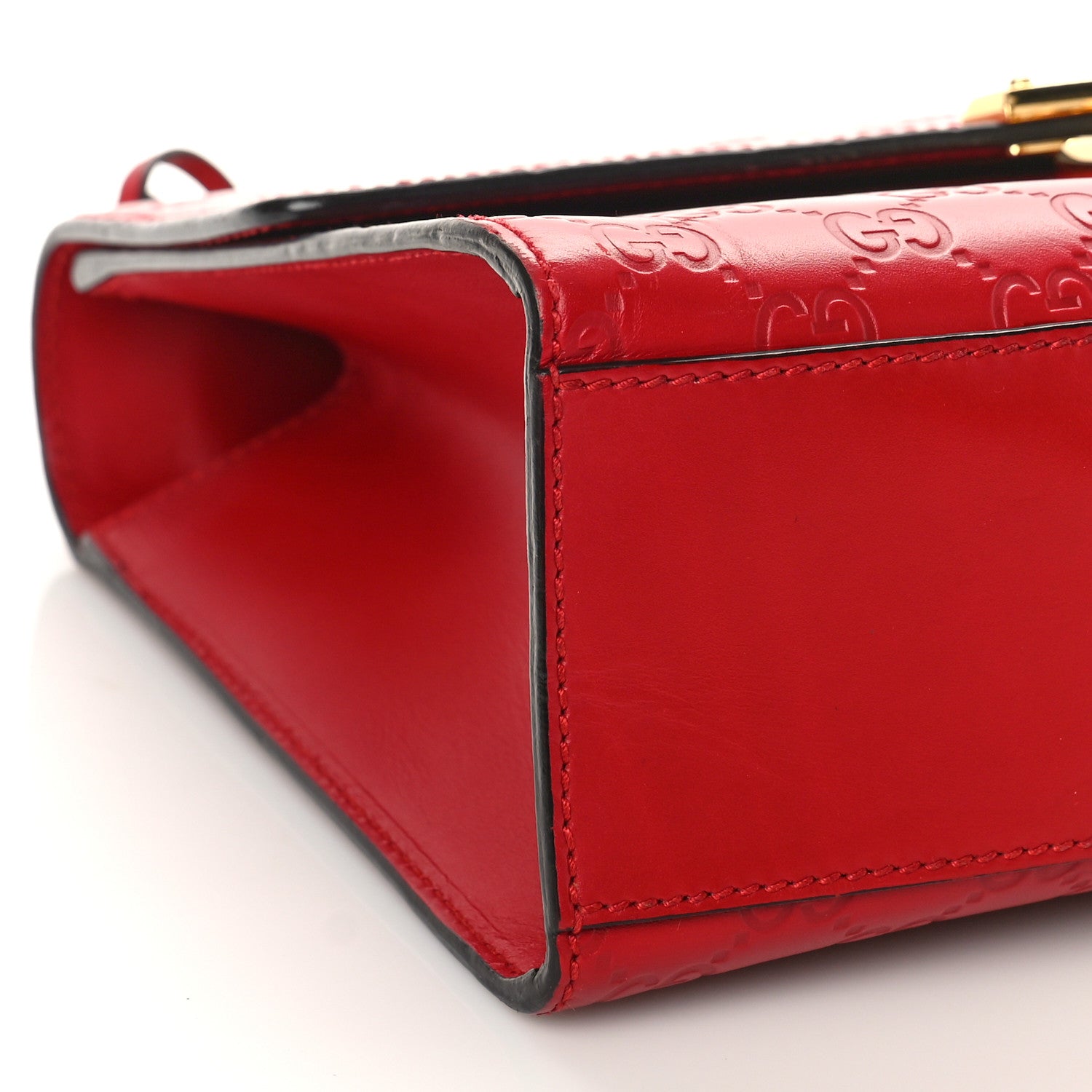 Gucci Guccissima Medium Padlock Shoulder Bag Hibiscus Red 8 of 11