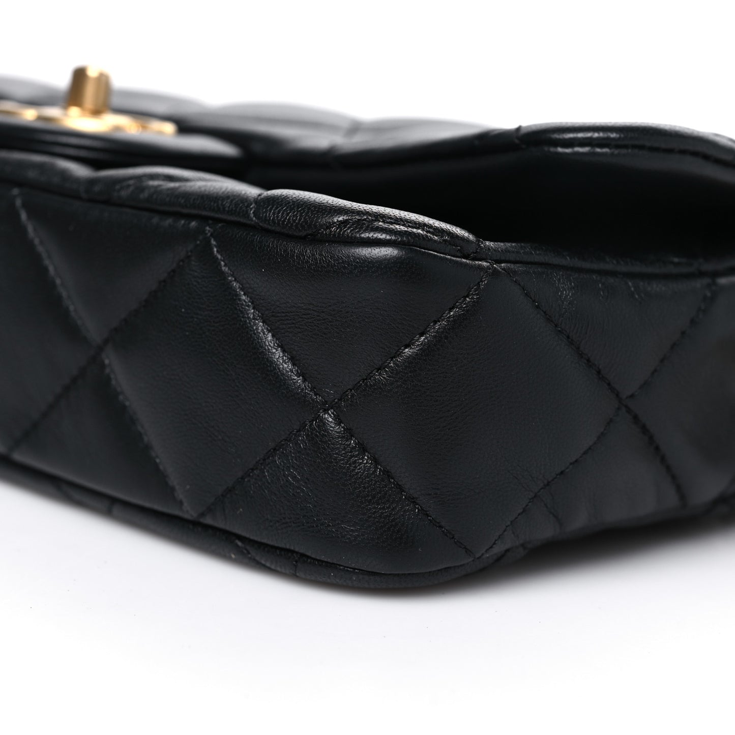 Lambskin Quilted CC Flap Shoulder Bag Black