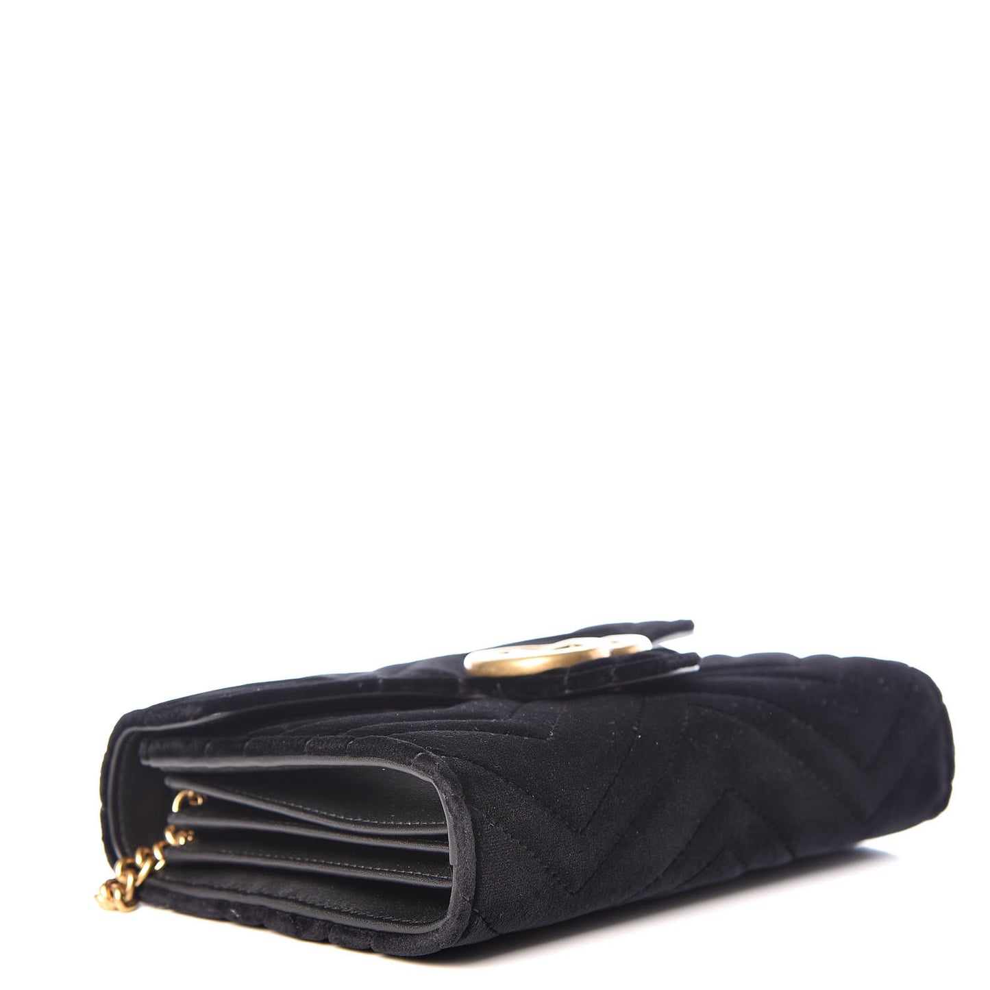 Velvet Matelasse GG Marmont Chain Wallet Black