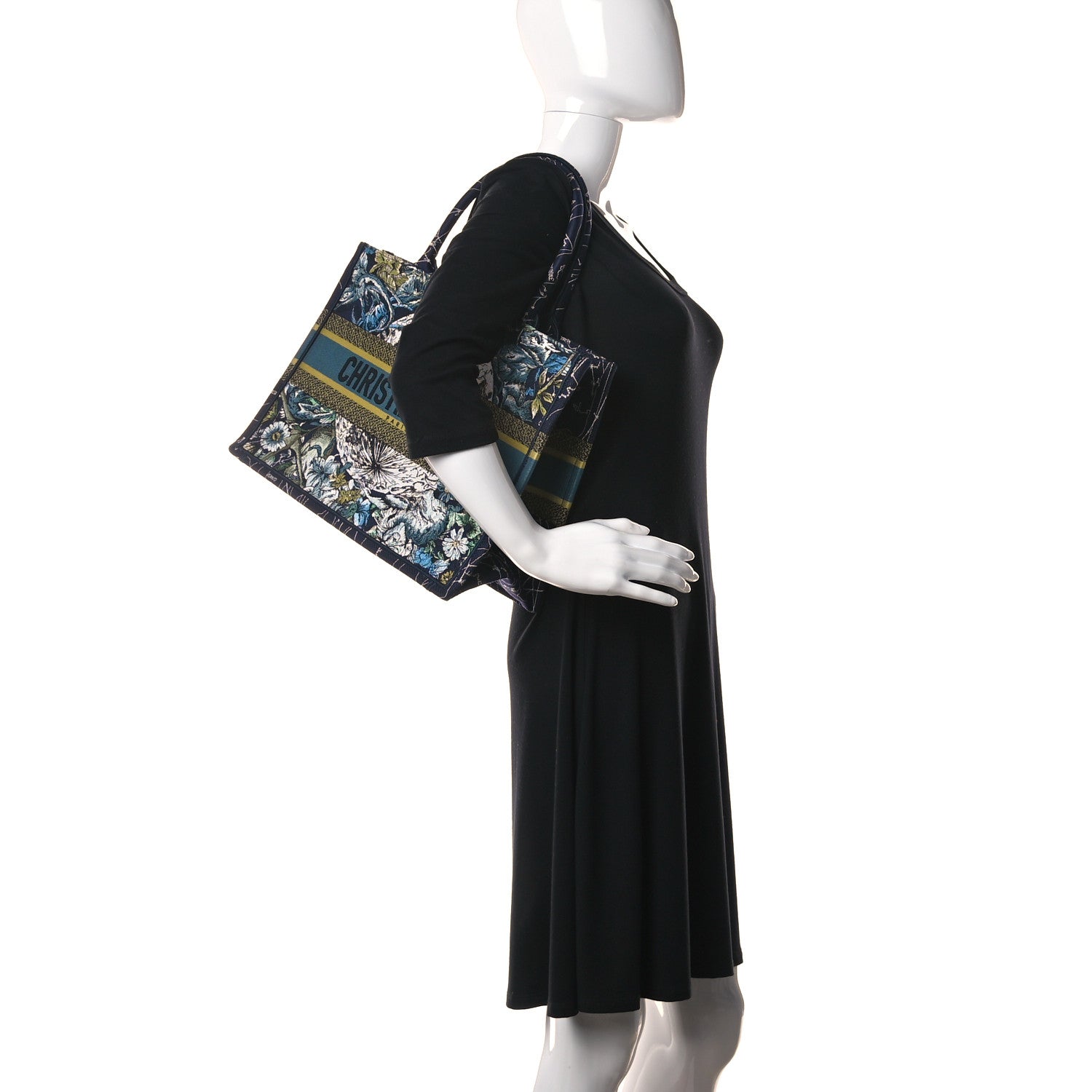 Christian Dior Canvas Embroidered Medium Zodiac Book Tote Blue Multicolor 2 of 8