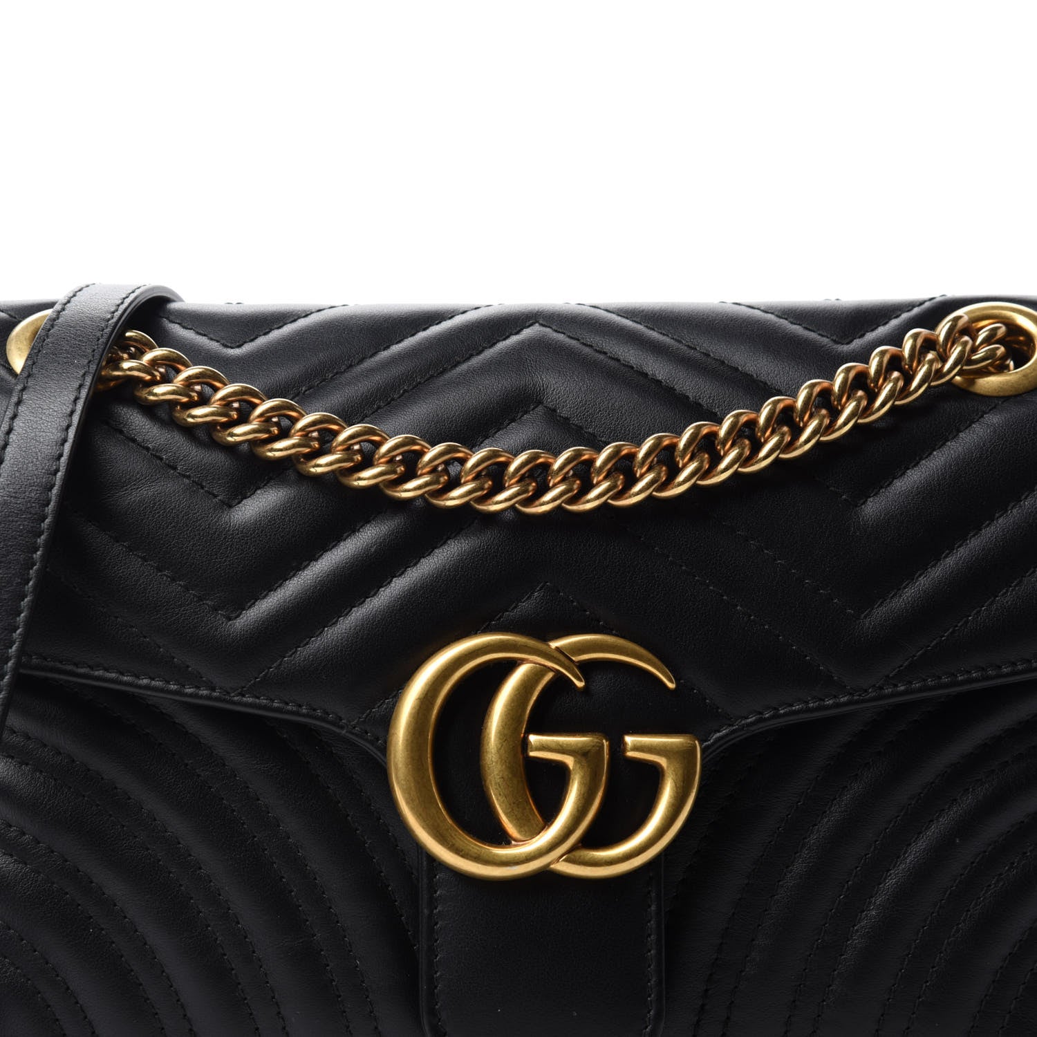 Gucci Calfskin Matelasse Small GG Marmont Shoulder Bag Black 11 of 11