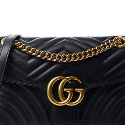 Gucci Calfskin Matelasse Small GG Marmont Shoulder Bag Black 11 of 11