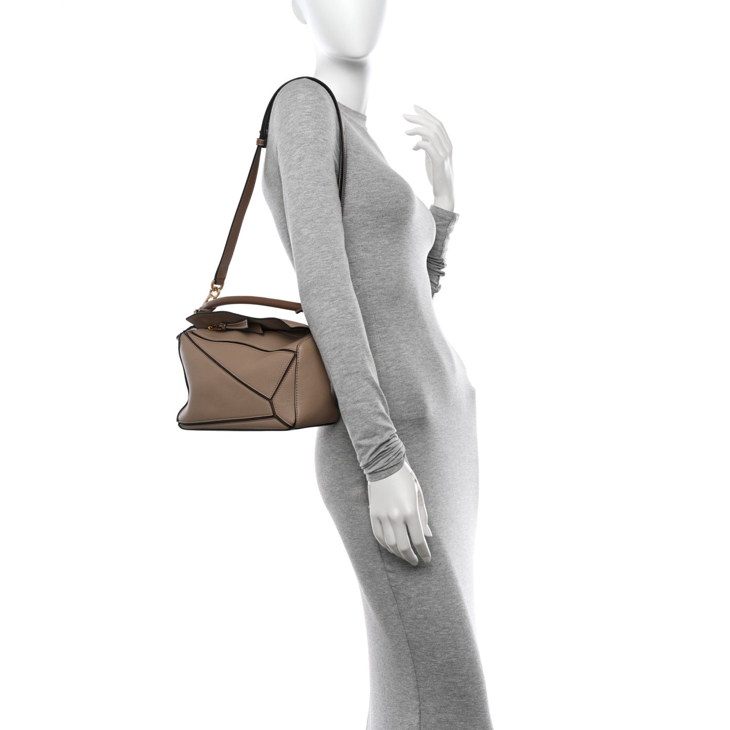 Grained Calfskin Small Puzzle Bag Sand Mink