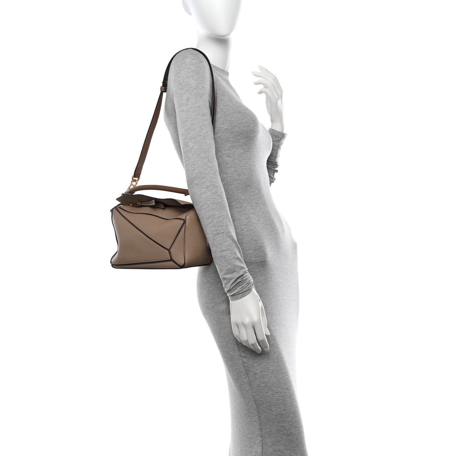 Loewe Grained Calfskin Small Puzzle Bag Sand Mink 2 of 11