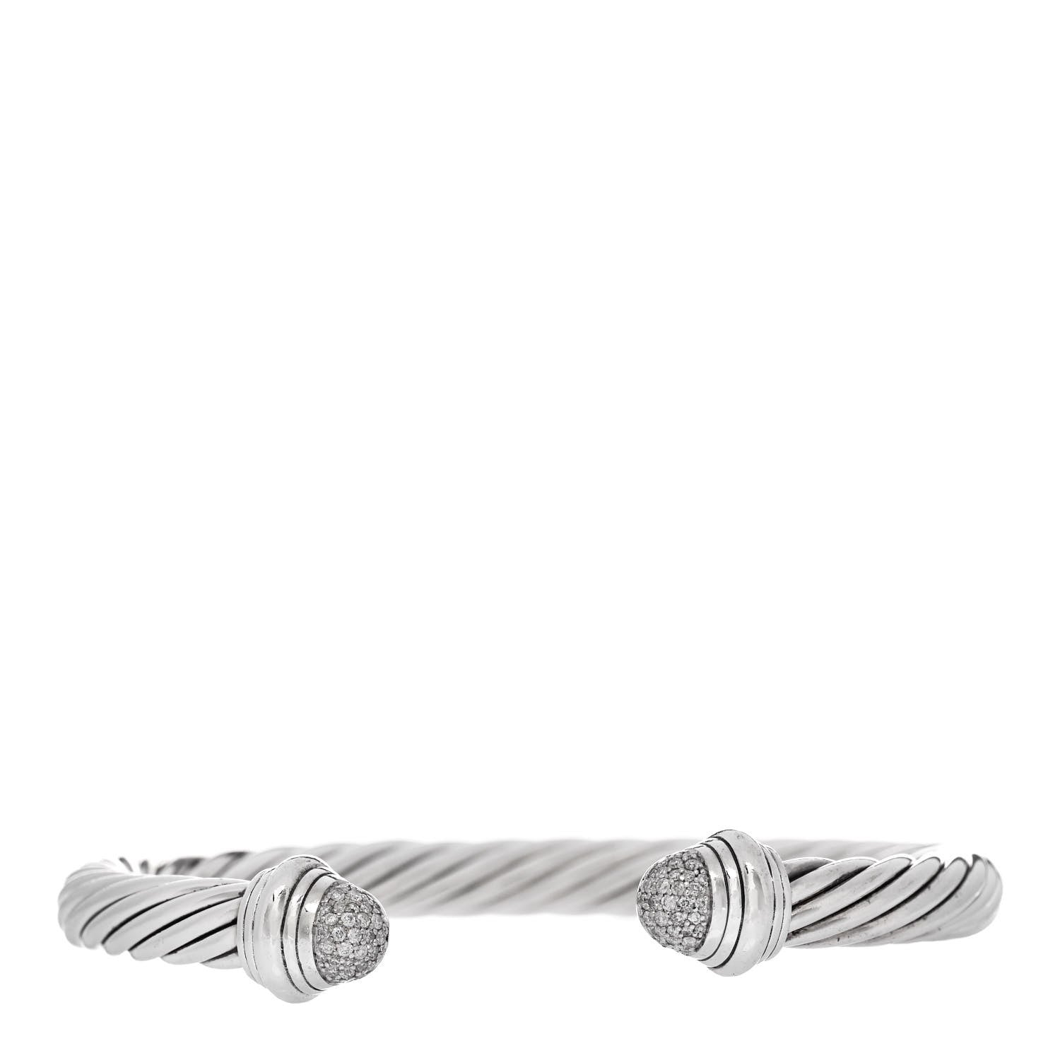 David Yurman Sterling Silver Diamond 7mm Cable Classics Bracelet 1 of 4