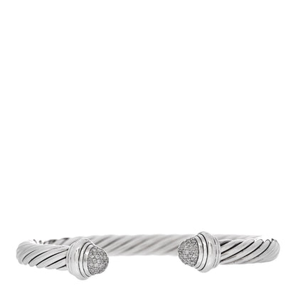 David Yurman Sterling Silver Diamond 7mm Cable Classics Bracelet 1 of 4
