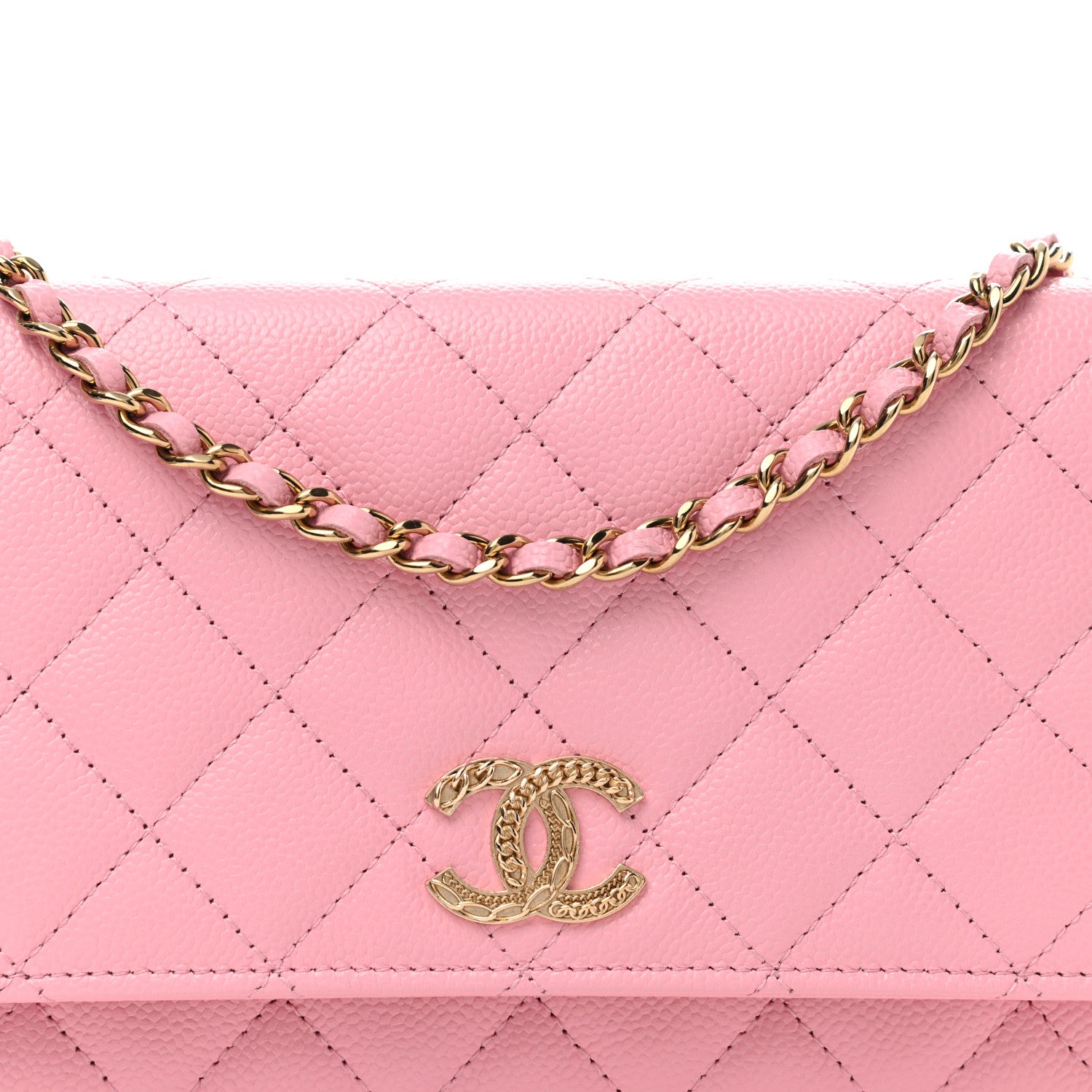 Chanel Caviar Quilted Chain CC Wallet On Chain WOC Pink 9 of 12