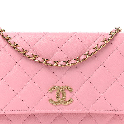 Chanel Caviar Quilted Chain CC Wallet On Chain WOC Pink 9 of 12