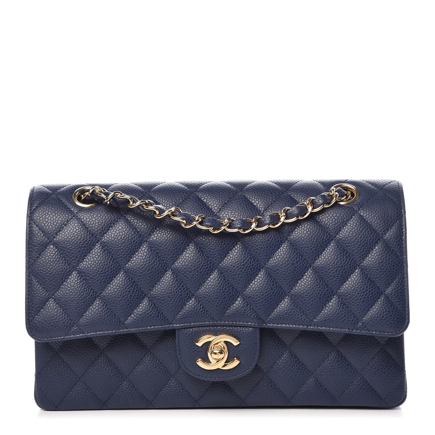Chanel Caviar Quilted Medium Double Flap Dark Blue 1 of 11