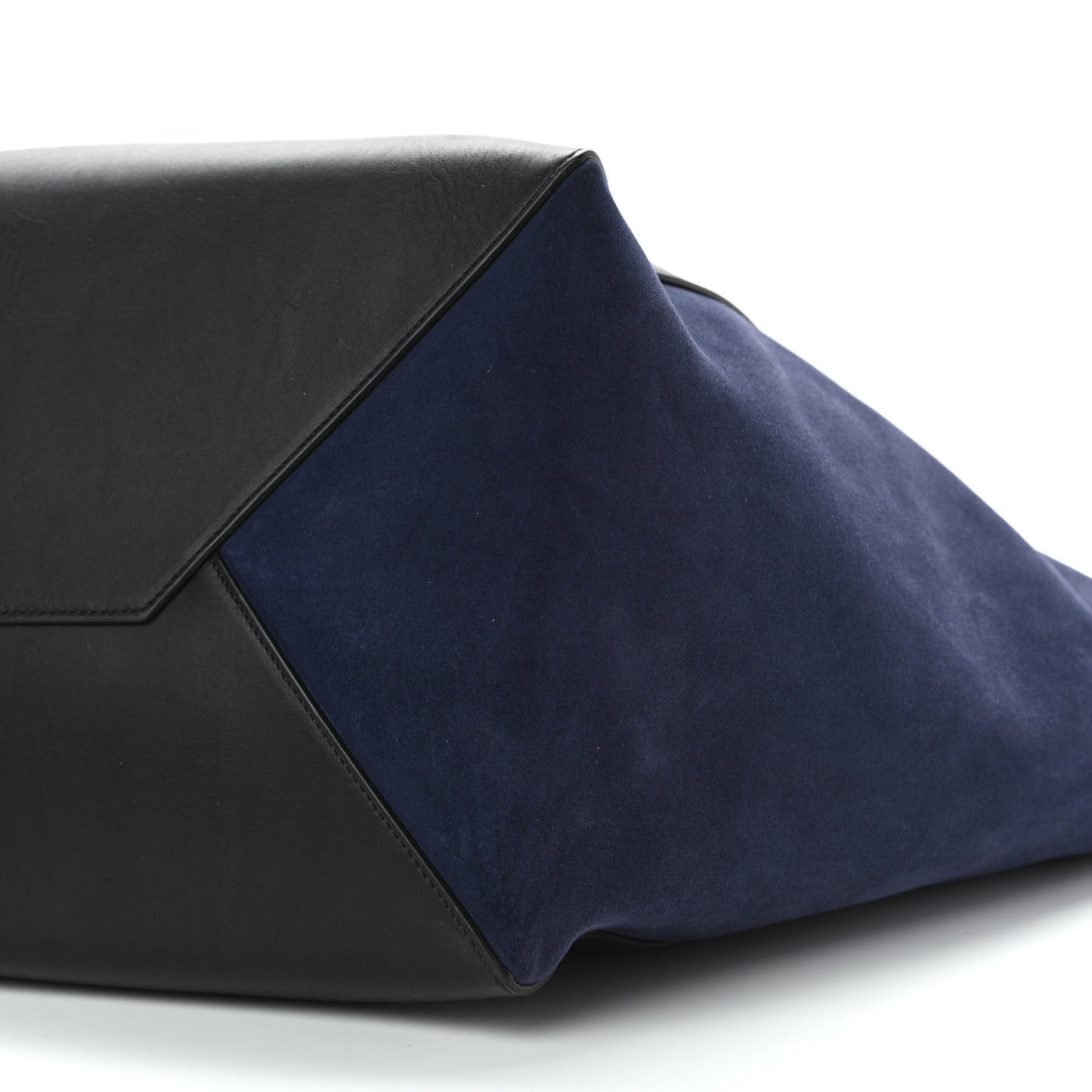 Smooth Calfskin Suede Large Phantom Luggage Bi-Cabas Black Navy