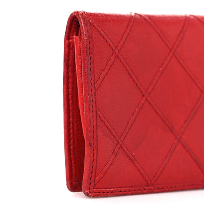 Chanel Lambskin Diamond Stitched Flap Card Case Red 11 of 11