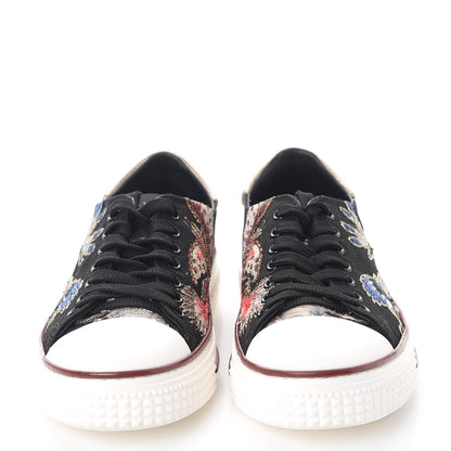 Valentino Garavani Canvas Embroidered Womens Low Sneakers 39 Black Multicolor 2 of 10