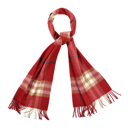 Burberry Cashmere Giant Check Fringe Scarf Military Red 1 of 4