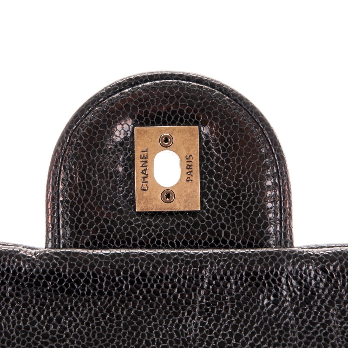 Crumpled Grained Calfskin Quilted Large Shiva Flap Black