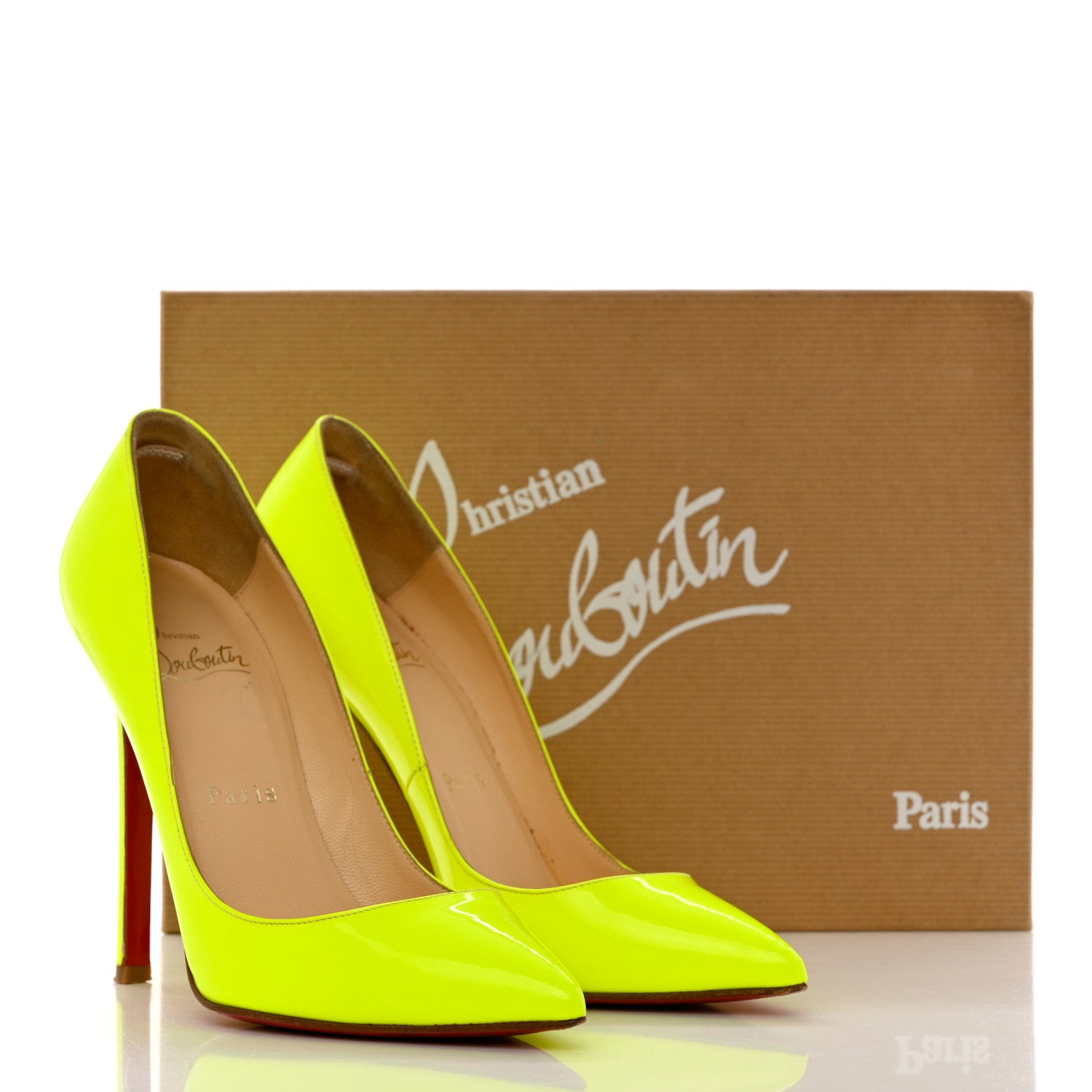 Christian Louboutin Patent Pigalle 120 Pumps 35 Fluo Yellow 10 of 10