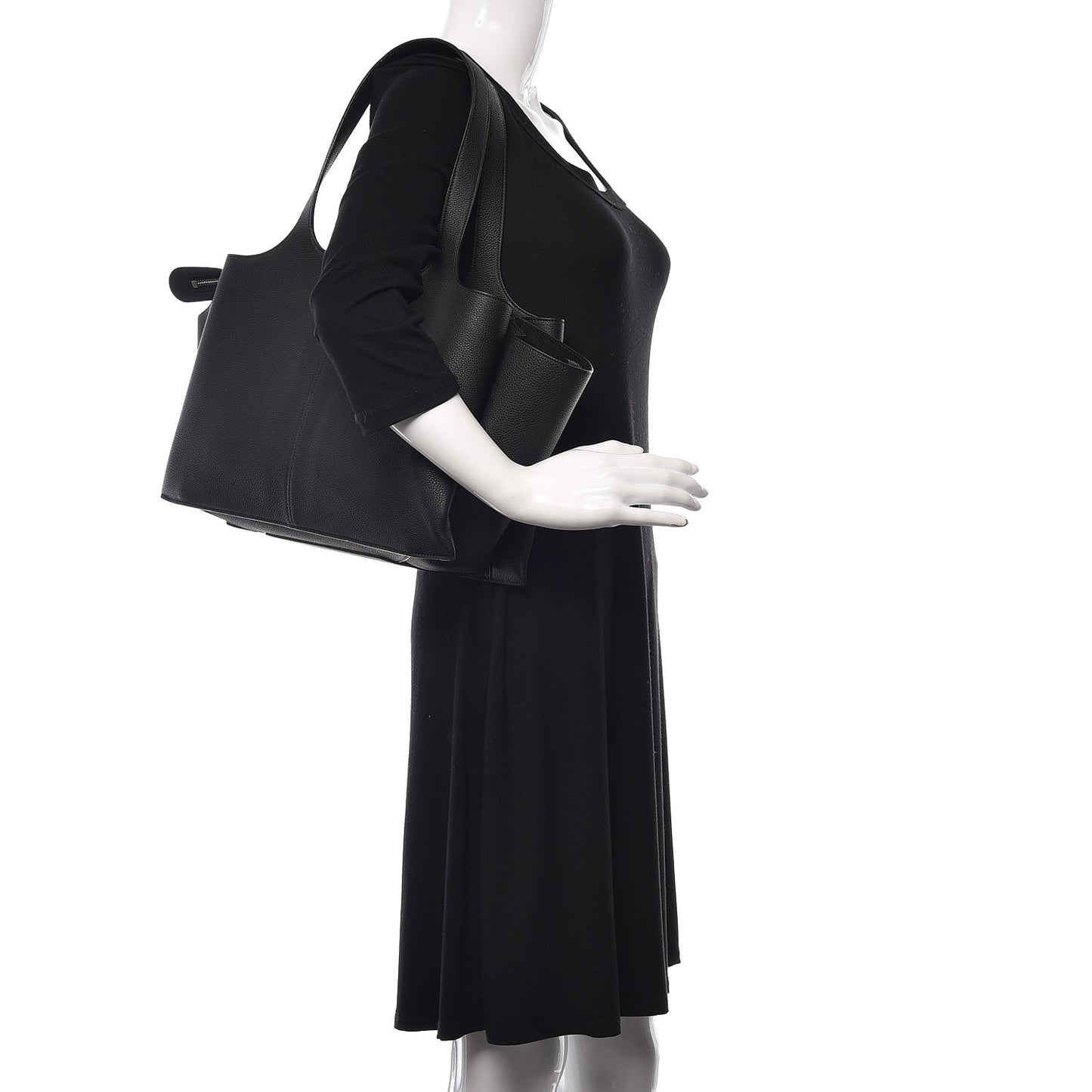 Baby Grained Calfskin Medium Tri-Fold Bag Black