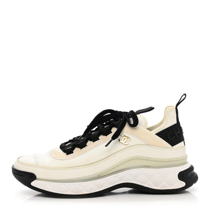 Chanel Calfskin Suede CC Sneakers 39 White Black 1 of 9