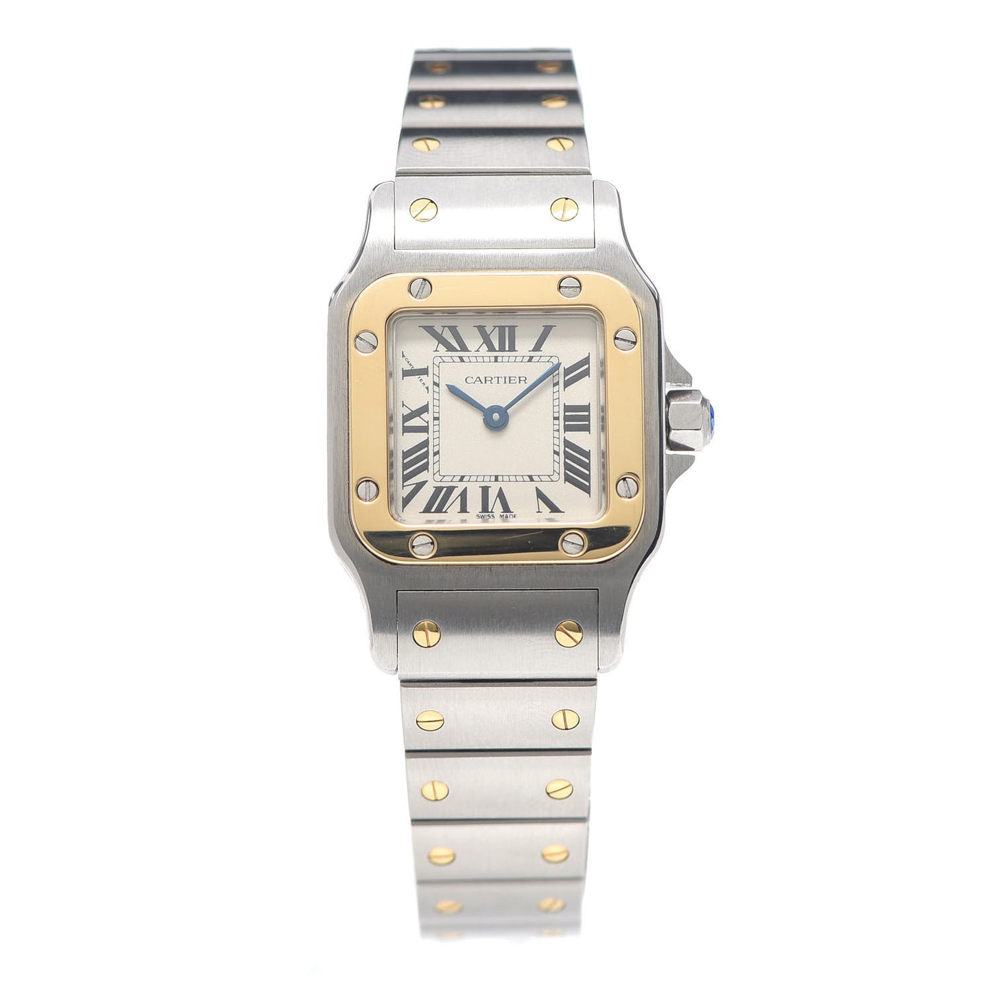 Stainless Steel 18K Yellow Gold 24mm Santos De Cartier Galbee Quartz Watch