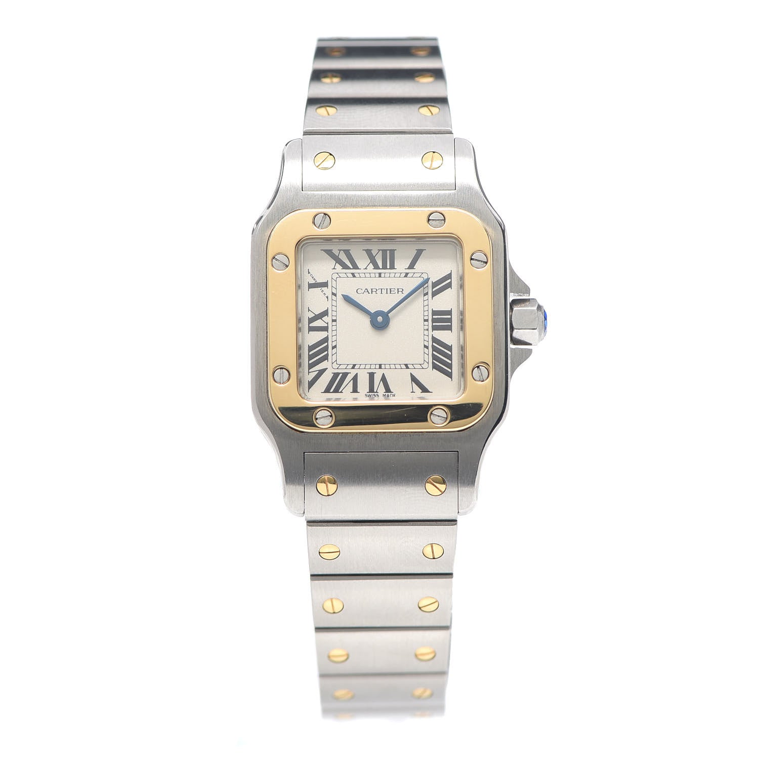 Cartier Stainless Steel 18K Yellow Gold 24mm Santos De Cartier Galbee Quartz Watch 1 of 7