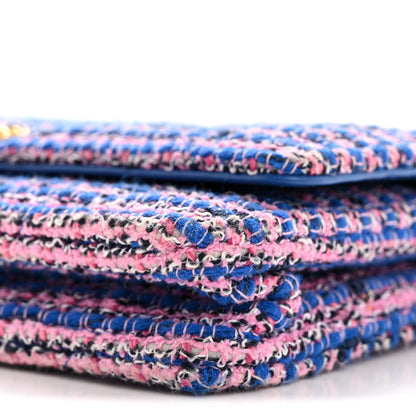 Chanel Tweed Quilted Chanel 19 Wallet On Chain WOC Blue Pink 11 of 14