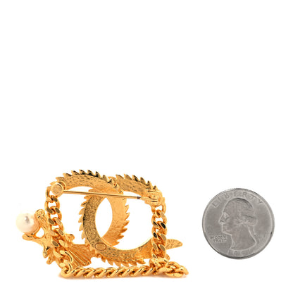 Chanel Chinese New Year Pearl Chain CC Brooch Gold 2 of 4