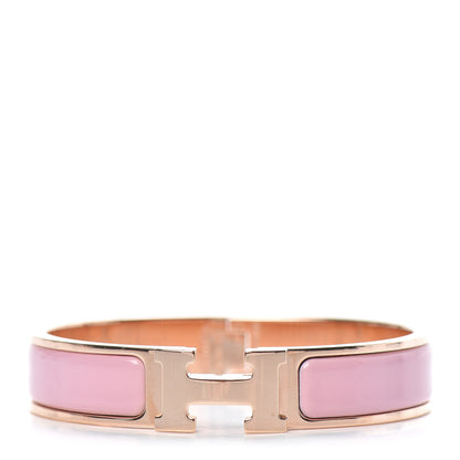 Hermes Enamel Narrow Clic Clac H Bracelet PM Rose Delirium 1 of 6