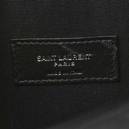 Saint Laurent Calfskin Crocodile Embossed Uptown Monogram Clutch Black 6 of 7